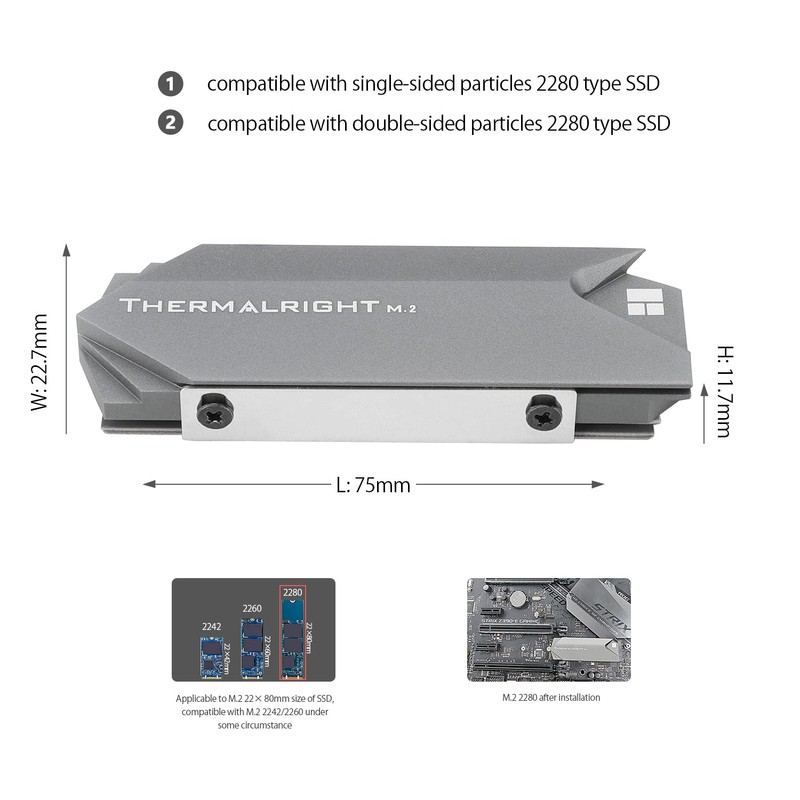 Thermalright M.2 2280 SSD Cooler, High Performance Double Side Thermal