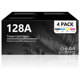 128A High-Yield 4 Pack Toner Cartridges Black Cyan Yellow Magenta with Chip Replacement for HP 128A | Work for Color CM1415fn MFP CM1415fnw MFP, CP1525n CP1525nw Series | CE320A CE321A CE322A CE323A