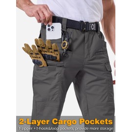 CARWORNIC Men's Stretch Tactical Pants Water-Resistant Ripstop Flex Cargo Work Pants Lightweight Carpenter Construction Utility Pants Waterproof EDC Outdoor Hunting Hiking Trousers with 11 Pockets