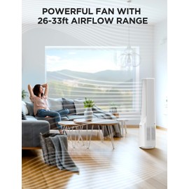 Home Pelonis Bladeless Tower Fan with 26-33ft Powerful Airflow, Alexa and Google Compatible, 6-Speed Settings, Quiet DC Motor, 120° Oscillation, 7-Hour Timer - Ideal for for Bedroom Home Office Use,White