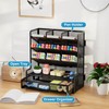 Marbrasse Larger Mesh Desk Organizer with Drawer, Multi-Functional Pen Pencil