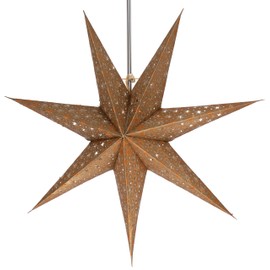 GURU SHOP Foldable Advent Luminous Paper Star, Christmas Star 60 cm - Milenka Gold, Paper Stars 60 cm