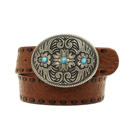 Shyanne Girls' Mila Daisy Embossed Buckle Belt - SGASU25BT2-BN 24