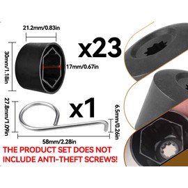 Emezddo Pack of 23 Wheel Bolt Caps, Screw Cover, Tyre Nut Covers, Car Anti-Theft Wheel Caps with Removal Tool, Compatible with VW Car (Black)