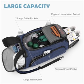 MIYCOO Gym Bag for Women Men, Duffle Travel Bag with Shoes Compartment and Wet Pocket, Waterproof Overnight Carry On Bag Backpack with Two Elastic Bottle Holders for Travel, Workout, Sports, Weekend