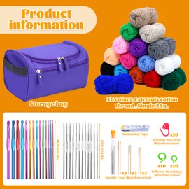 Doxiru Crochet Kits for Beginners, Crochet Hooks Set, 0.6-10.0mm Complete Professional Crochet Hook Kit Knitting Starter Kit Crochet Yarn with Crochet Bag for Crocheting