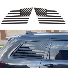TOMALL 1 Pair American Flag Vinyl Decals Compatible with Jeep Grand Cherokee 2011-2022 Matte Black Precut USA Flag Rear Side Quarter Window Stickers Waterproof Decoration (Matte Black, Both Sides)
