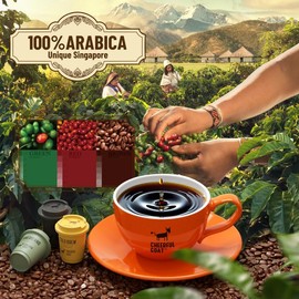 CheerfulGoat Instant Cold Brew Coffee – Speciality Javy Coffee Extract 100% Arabica, Freeze-Dried, No Sugar, No Additives, Low Acid, Healthy for Iced & Hot Coffee, Singapore Coffee, 30 Servings