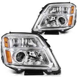 LBRST Headlight Assembly for GMC Terrain 2010-2015 Chrome Housing Amber Reflector Clear Lens Driver and Passenger Side Headlamp