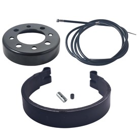 BUHNSS 4" Band Brake & 4" Brake Drum & 60" Brake Cable with Pin Kit black for Go Kart Cart Yard Cart Mini Bike