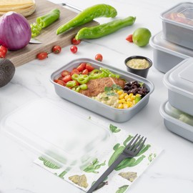 Restaurantware Futura 23.6 Ounce Meal Prep Containers With Lids 100 Microwavable To Go Containers - Inserts Sold Separately Disposable Silver Plastic Food Containers With Lids