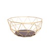 Gold Metal Grey Wood Fruit Basket 26 x 26 x