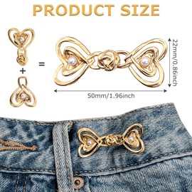 6 Pairs Waist Tightener Clips Pants Jean Clips to Tighten Waist, No Sewing Required Adjustable Heart Pant Trouser Waistband Tightener Clip for Loose Jeans, Skirts, Sleeves, Clothing Accessories