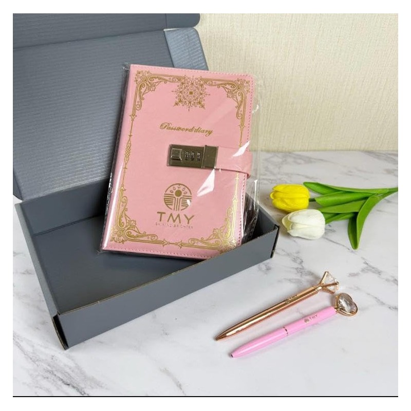TMY Pink Lock Diary with Combination Lock – A5 Retro