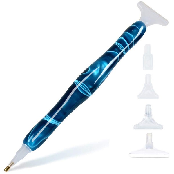 DIY Diamond Art Painting Pens for Adult,Dark Blue Curvy Pen Resin 5D Applicator Embroidery,Gem Art Jewel Wax Tool Accessories Supplies for Kid