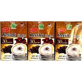 Longreen 2-In-1 Premium Quality Reishi Coffee 30 Sachets x 18g ( Pack of 3 )