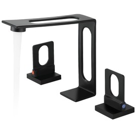 BAKALA Black Bathroom Faucet 3 Hole, 8-Inch Widespread Bathroom Sink Faucet, 2-Handle Matte Black Faucet Bathroom with Water Supply Hoses, Modern Hollowed Vanity Faucet