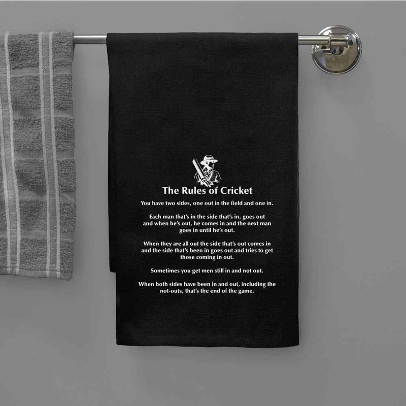 Azeeda 'Funny Cricket Rules' Black Cotton Tea Towel/Dish Cloth (TW00057418)