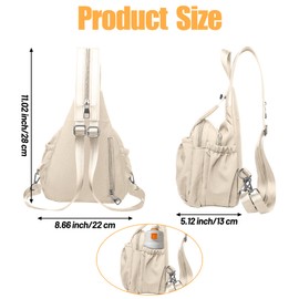 GoaePode Leichte Sling Bag für Damen & Herren - Brusttasche Klein mit Metallverschluss & Handgriff - Verstellbarer Crossbody Schulterrucksack aus Nylon für Reisen Radfahren Outdoor (Beige)