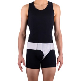 FlexaMed Left Side Inguinal Groin Hernia Truss with Compression Pad White - Medium