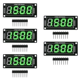 5Pcs 0.56 LED Display Digital Tube Clock Module 4 Digit LED 0.56 inch Display Time Clock Indicator Tube 7 Segments Double Dots TM1637 Green Color