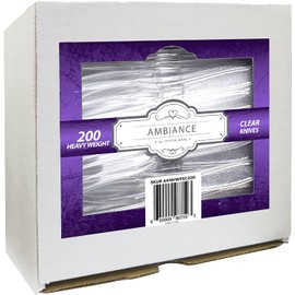 Crystalware Heavy Weight Plastic Knives 200/box, Clear