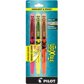 6 Pack Frixion Lite Erasable Highlighter, Assorted Ink, Chisel, 3 per Pack by PILOT CORP. OF AMERICA (Catalog Category: Paper, Pens & Desk Supplies / Highlighters / Pen-Style)