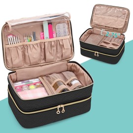 BAFASO Manicure Case, Double Layer, For 40 Bottles (15 ml), Holds Nail Tools, Black, black