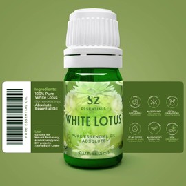 Sz Essentials - White Lotus 100% Pure, Essential Natural Oil - Extracted from Nymphaea Lotus - Rich & Sweet Scent, with Exotic Floral Overtones - Therapeutic Grade & Vegan - 0.17 fl oz (5ml)