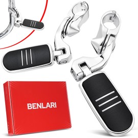 Benlari Highway Pegs, 1.25" Highway Pegs 304 Stainless Steel Short Angled Pegs Adjustable Fit for Harley Touring Street Glide Road King Softail Dyna Sportster fits 1-1/4"(32mm) Engine Guard