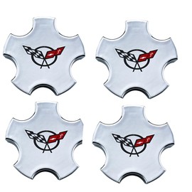 4 Cap Pcs Deal 2000-2004 C5 Corvette Z06 C5 Flag Wheel Center Caps (Chrome Red)