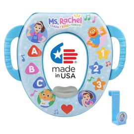 Ms. Rachel Ms. Rachel Soft Potty Seat With Storage Hook - Potty Training Seat - Soft Cushion, Easy Grip Handles, Baby Potty Training, Safe, Easy to Clean, Fits Most Toilet Seats