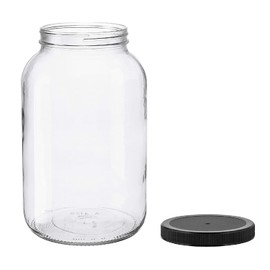 North Mountain Supply 1 Gallon Glass Jar Wide Mouth with Black Plastic Lid - USDA, BPA-Free, Made in the USA - for Fermenting, Storing, Canning, and Much More!