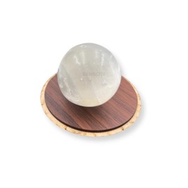 GEMSCITE Selenite Natural 50-55 mm Gemstone Ball Sphere + Stand Hand Carved Crystal Altar Healing Devotional Focus Spiritual Chakra Cleansing Metaphysical Gift Men Women from India