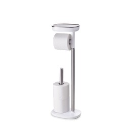 Joseph Joseph 70518 EasyStore Butler Toilet Paper Holder Stand and Spare Roll Storage with Shelf and Drawer, Stainless Steel
