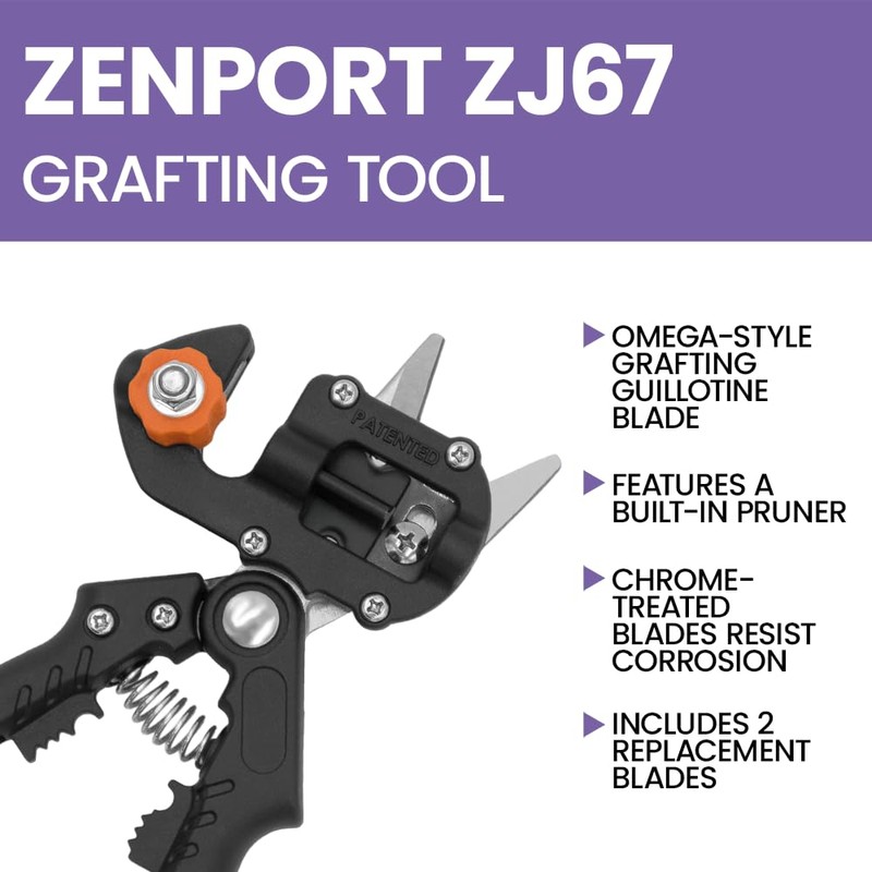 Zenport ZJ67 Omega-Cut Grafting Tool/Pruner for Fruit Trees and Grape