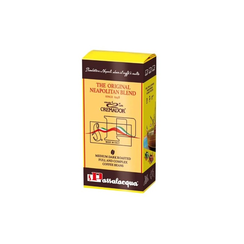Passalacqua Cremador Whole Bean Coffee – 70% Arabica Medium/Dark Roast