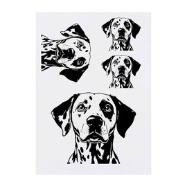 4 x 'Dalmation Portrait' Temporary Tattoos - Water Resistant, Skin-Safe, Non-Toxic Transfers, Mixed Sizes (TO00080724)