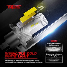 KATANA H4 Light Bulbs | 9003 Fog Light Bulbs Fanless Wireless Super Bright 6500K Xenon White Fog Light, Pack of 2