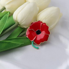 Gzrlyf Poppppy Brooch Pin Enamel Flower Pin Solider Remembrance Day Jewerly Memorial Gifts