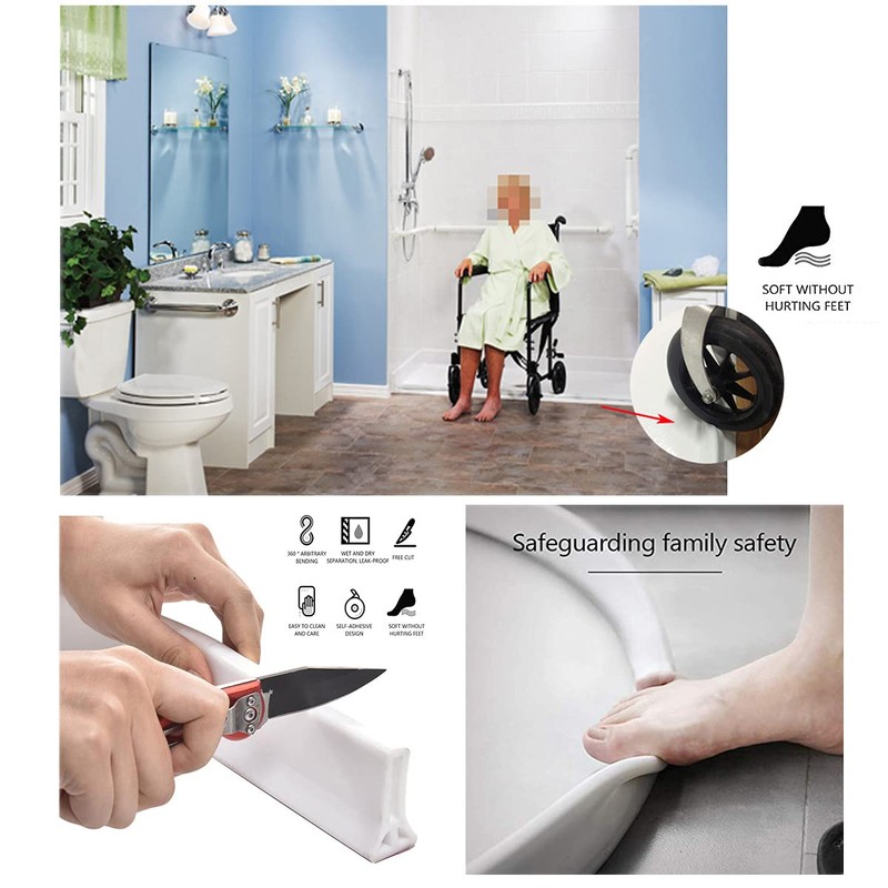 3.5" High Collapsible Shower Threshold Water Dam 98"Shower Water Splash