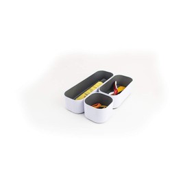 Three by Three Seattle 3 Piece Metal Stacking Bins + Drawer Organizers Set: E...