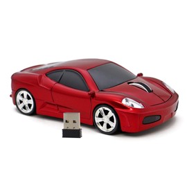 DAY DAY HAPPY Computer Mouse USB 2.4GHz Racing Car 3D Wireless Mouse Optical Mice for Windows and Mac (Red)