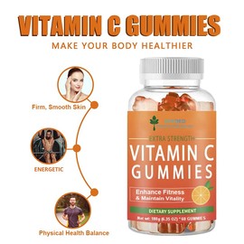 JOYQED 3 Bottles Vitamin C Gummies for Adults & Kids – 250 mg per serving Multivitamin with Zinc for Immune Support Skin health and fitness Dietary Supplement– 180 Gummies, 90-day serving, Orange Flavor