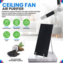 Ceiling Fan Filters for Blades - Coconut Shell Activated Carbon Unscented Dust Catcher Ceiling Fan Filter - Easy Peel & Stick on Fans - Blade Air Purifier Pads Removes Odors & Freshens the Air (3-Pcs)