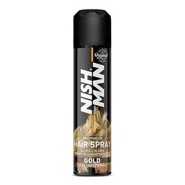 Nish Man Temporary Hair Colour - Nishman Unisex Pro Mech Hair Styling Colour Spray - ultimate coloured hair spray wash out kids & adults (Gold)