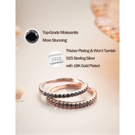 IMOLOVE Black Moissanite Wedding Band for Women Sterling Silver Moissanite Rings for Women with 18K White Gold Plated Half Eternity Bands ring for Women, Sterling Silver, White Gold Plated, Created