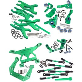 RCMYou Upgrades Part for 1/10 Slash 2WD/Slash 2WD VXL,Alloy Suspension Arm,Caster Block,Steering Blocks,Rear Stub Axle Carriers,Steering Bellcranks,Shock Tower,Turnbuckles Camber Links,Green