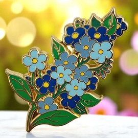 GFM® Forget Me Not Floral Brooch Pin Badge - Christmas, Birthday, Mother's Day, Valentine's Day, Wedding Anniversary, Remembrance Day (BRCH-FGM-414)