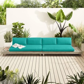 idee-home Outdoor Bench Cushion Waterproof, Bench Cushions for Outdoor Furniture, Patio Porch Swing Replacement Seat Pad with Ties for Garden Backyard, 45 x 18 Inch Peacock Blue